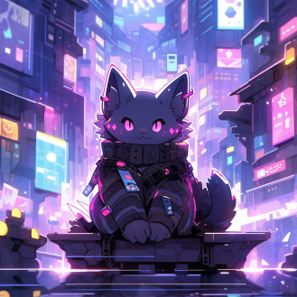 Открытка Кибер Кот